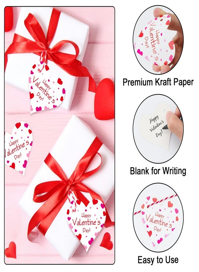 joycraft 50Pcs Valentine's Day Gift Tags with String, 2.36 Inch Happy Valentine's Day Paper Hangtags, Heart Valentine Gift Tags for Gift Wrap, Bags, DIY Craft - Image 3